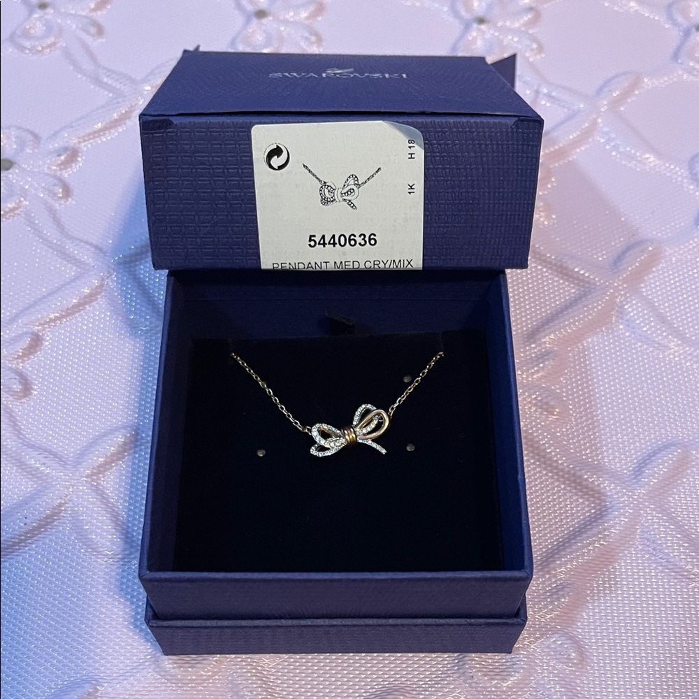 Swarovski Rose Gold Bow Pendant Necklace